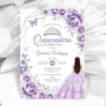Quinceanera Lila Paarse Zilveren Jurk Bloemen