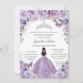 Quinceañera Lila Purple Flowers Butterflies Crown Kaart (Voorkant)