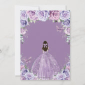 Quinceañera Lila Purple Flowers Butterflies Crown Kaart (Achterkant)