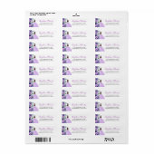 Quinceañera Lila Purple Flowers Crown Etiket (Full Sheet)