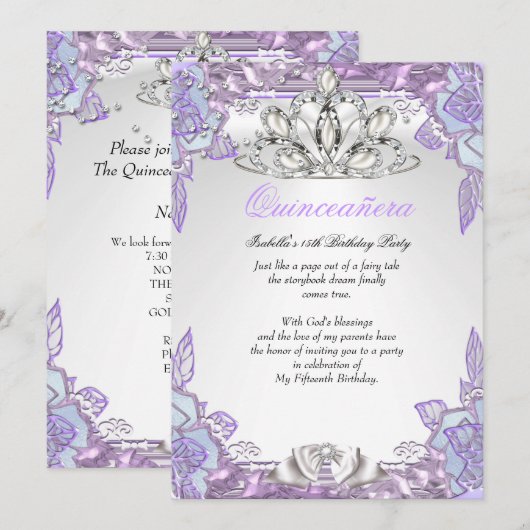 Quinceanera Lila Roze 15e verjaardag 2 Kaart (Voorkant / Achterkant)