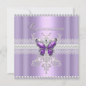 Quinceanera Lila Roze Parel Lace Butterfly Kaart (Voorkant)