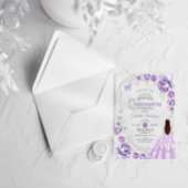 Quinceanera Lilac Purple Dress Floral Silver Acryl Uitnodigingen