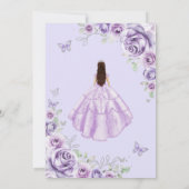 Quinceanera Lilac Purple Roses Dress Silver Save The Date (Achterkant)