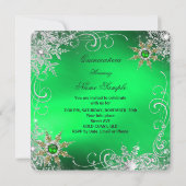 Quinceanera Limoen Pearl Silver Winter Snowflakes Kaart (Achterkant)