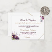 Quinceañera Lluvia de Sobres Bloemen Lila Lavendel Notitiekaartje (Voorkant / Achterkant in situ)