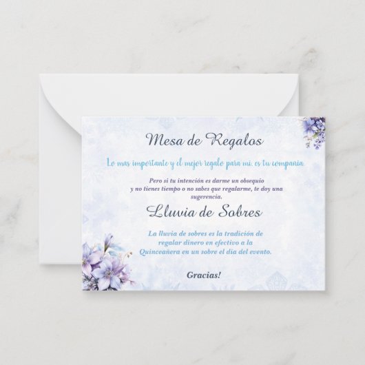 Quinceañera Lluvia de Sobres Flat Note Kaart Notitiekaartje (Voorkant)