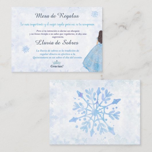 Quinceañera Lluvia de Sobres Winter Wonderland Notitiekaartje (Voorkant / Achterkant)
