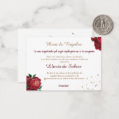 Quinceañera Lluvia de Sobres Witte Rode Rozen Notitiekaartje (Voorkant / Achterkant in situ)