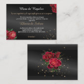 Quinceañera Lluvia de Sobres Zwart Rood Rozen Notitiekaartje (Voorkant / Achterkant)
