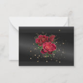 Quinceañera Lluvia de Sobres Zwart Rood Rozen Notitiekaartje (Achterkant)