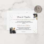 Quinceañera Lluvia de Sobres Zwart Rozen Notitiekaartje (Voorkant / Achterkant in situ)