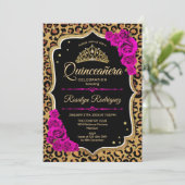 Quinceanera - Lopard Print Gold Red Pink Kaart (Staand voorkant)