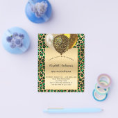 Quinceanera luipaard smaragdgroene gouden budget flyer (Enkel)