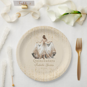 Quinceañera Luxe Ivoor Goud Gepersonaliseerd Papieren Bordje