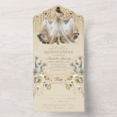 Quinceañera Luxe Ivoor Goud Mexicaanse Stijl RSVP All In One Uitnodiging (Binnen)