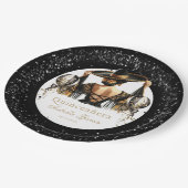 Quinceañera Luxe Zwart Goud Gepersonaliseerd Papieren Bordje (Gekanteld)