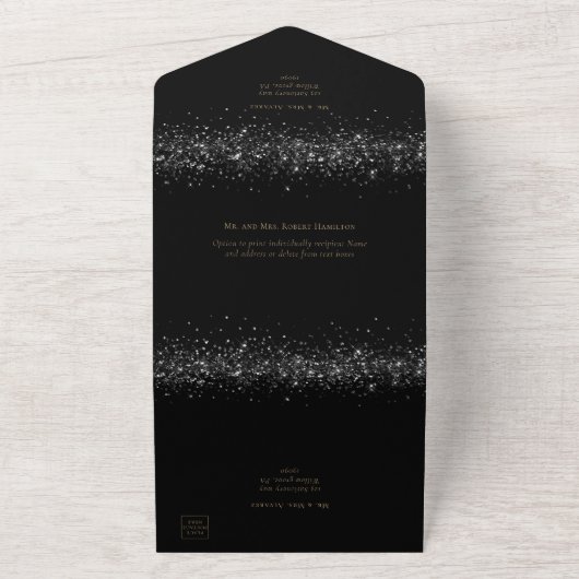 Quinceañera Luxe Zwart Goud Mexicaanse Stijl RSVP All In One Uitnodiging (Buitenkant)