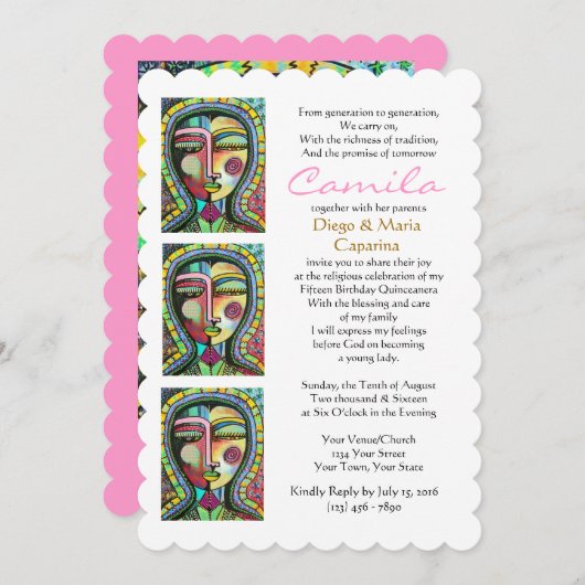 Quinceanera-maagd van de Guadalupe-bescherming Kaart (Voorkant / Achterkant)