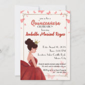 Quinceañera Magenta Elegante Prinses Uitnodiging (Voorkant)