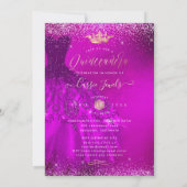 Quinceanera Magenta Gold Confetti+Princess Kaart (Achterkant)