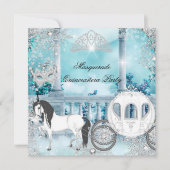 Quinceanera Magical Princess Blue Horse Carriage Kaart (Voorkant)