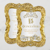 Quinceanera Magical Tiara Gold White Invite Kaart (Voorkant / Achterkant)