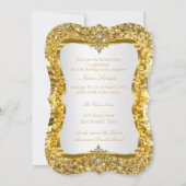 Quinceanera Magical Tiara Gold White Invite Kaart (Achterkant)
