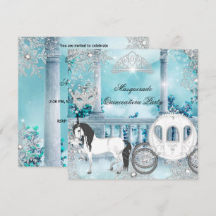 Quinceanera Magische Prinses Blauwe Paardenkoets Kaart