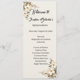 Quinceanera Magnolia dubbele programma kaart