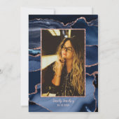 Quinceañera Marble Agate Navy Blue Kaart (Achterkant)