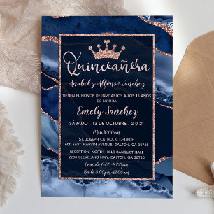 Quinceañera Marble Agate Navy Blue Kaart