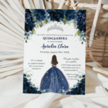 Quinceañera Marine Blauw Bloemen Zilver Prinses Kr