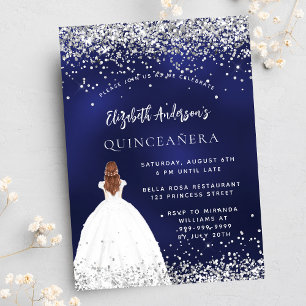 Quinceanera marine blauw glitter jurk luxe kaart