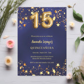 Quinceanera marine blauw goud sterren kaart