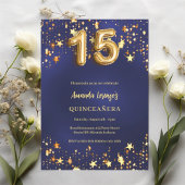Quinceanera marine blauw goud sterren kaart