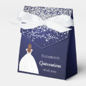Quinceanera marine blauw wit jurk party bedankdoosjes (Voorkant Zijde)