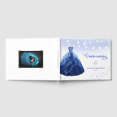 Quinceanera Marine Blauwe Gown String Lights Foto Gastenboek (Volledig)