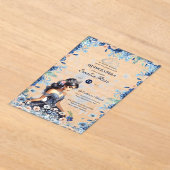 Quinceañera Marine Blauwe Perzik Zilveren Jurk Blo Acryl Uitnodigingen (Laagn)