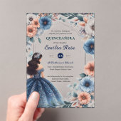 Quinceañera Marine Blauwe Perzik Zilveren Jurk Blo Acryl Uitnodigingen (Insitu (Draagbaar))