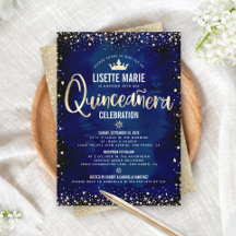 Quinceañera Marine Gouden Folie Glitter Prinses Kr