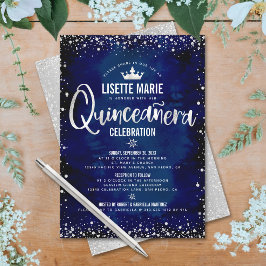 Quinceañera Marine Zilver Glitter Prinses Kroon Kaart