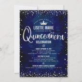 Quinceañera Marine Zilver Glitter Prinses Kroon Kaart (Voorkant)
