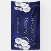 Quinceanera marineblauw-ballonvaarder spandoek (Verticaal)