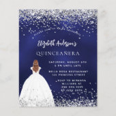 Quinceanera marineblauw budgetuitnodiging flyer (Voorkant)