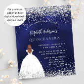 Quinceanera marineblauw budgetuitnodiging flyer