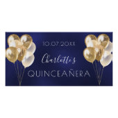 Quinceanera marineblauw goudballon perfect poster (Voorkant)