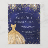 Quinceanera marineblauw goudjurk flyer (Voorkant)