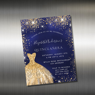 Quinceanera marineblauw goudjurk, magneet