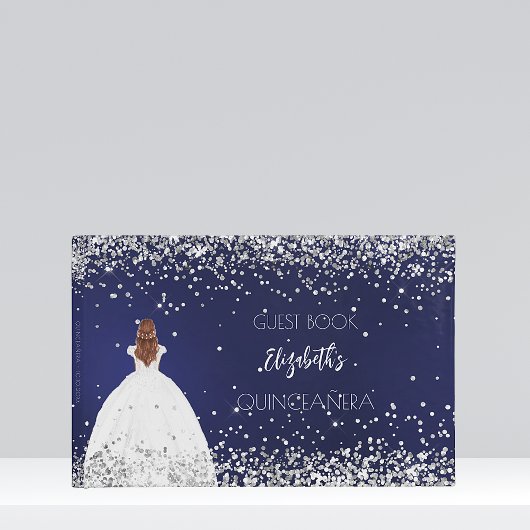 Quinceanera marineblauwe jurk glitter gastenboek